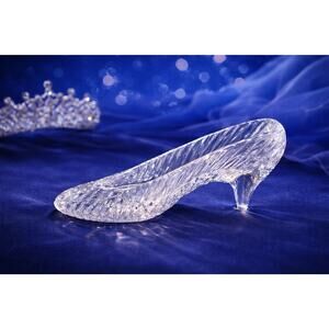 Vintage Cinderella Glass Slipper Crystal Godinger Shoe Figurine Trinket Dish